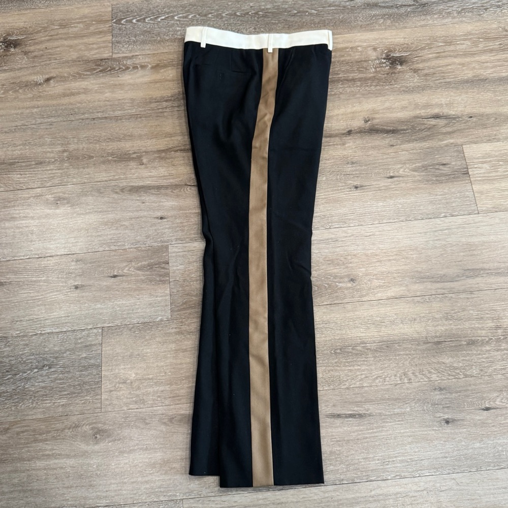 Burberry Tri-Tone Wool Tailored Stripe Pants - Black/Tan/White - Size 52